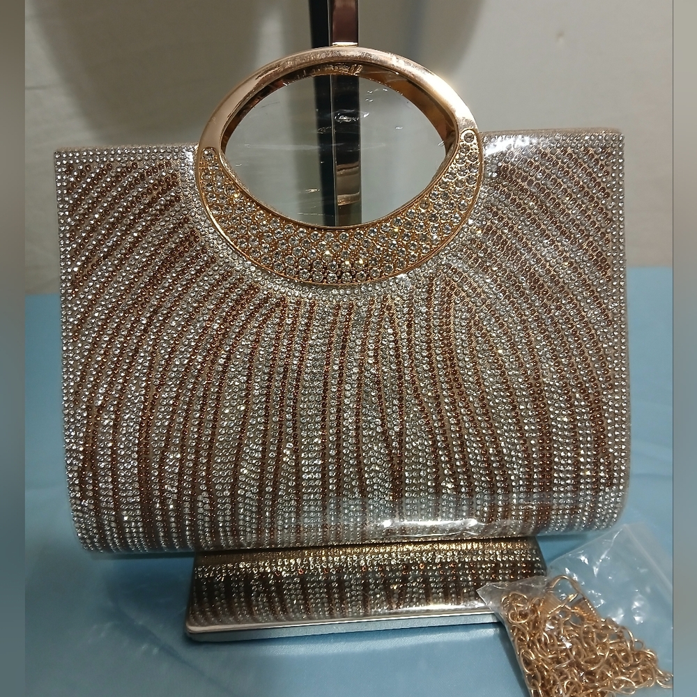 Gold Lame Rhinestone Crossbody/Bag